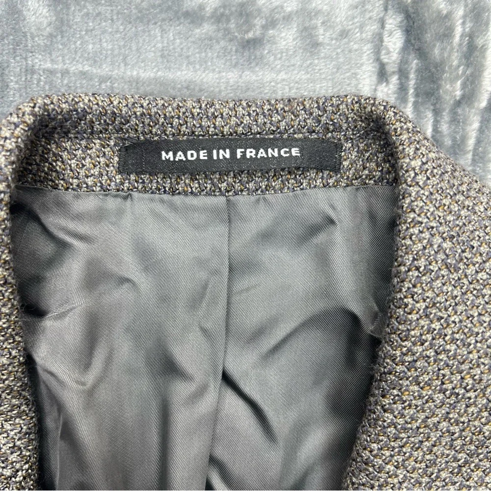 VTG Yves Saint Laurent France Men's 100% Virgin Wool Grey 36 Tweed‎ Blazer Coat